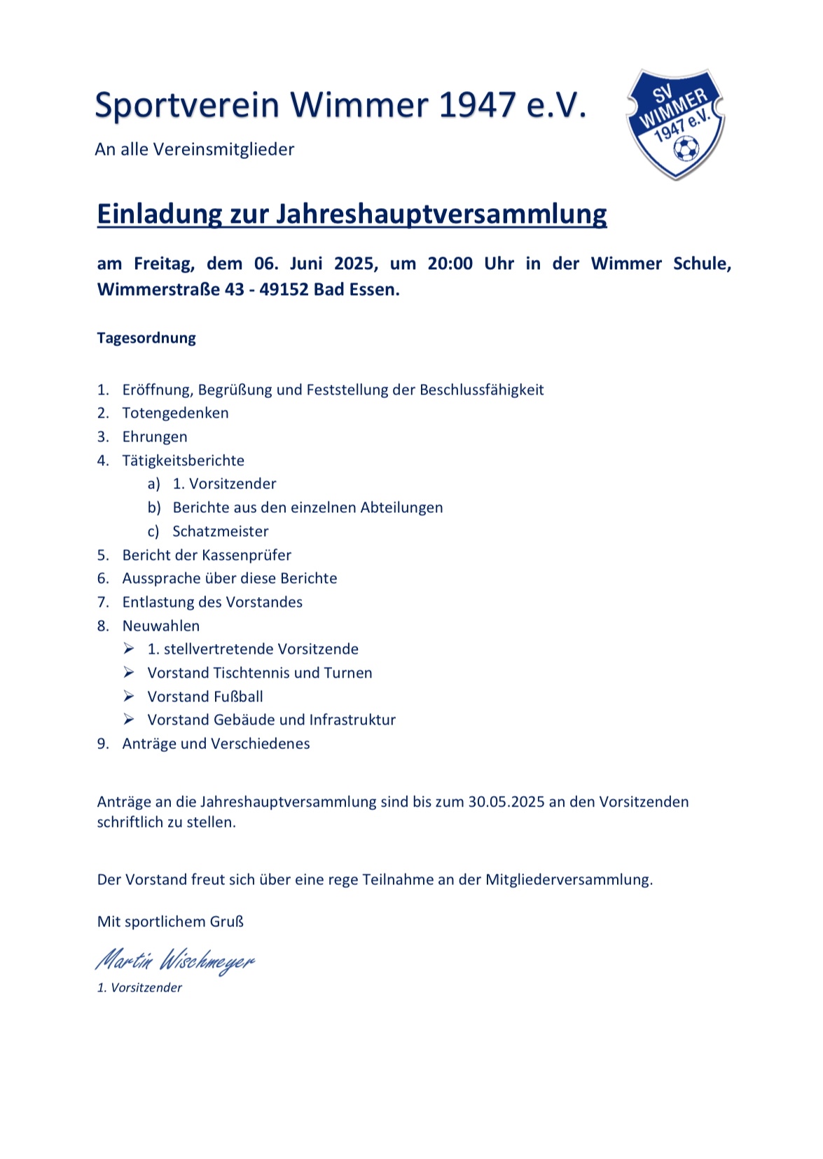 Jahreshauptversammlung 2025